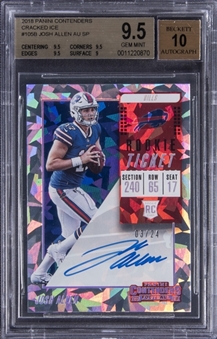 2018 Panini Contenders Cracked Ice #105B Josh Allen Signed Rookie Card (#03/24) - BGS GEM MINT 9.5/BGS 10